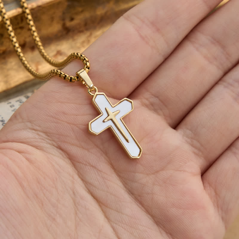 Christianartworkshop Croce in rame raffinato e lucidato con intarsio in conchiglia: simbolo di sicura protezione celeste. - image 3