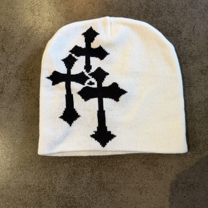 Christianartworkshop Berretto in maglia jacquard Triple Cross: emblema di una grazia celeste senza tempo. - Bianco - image 6