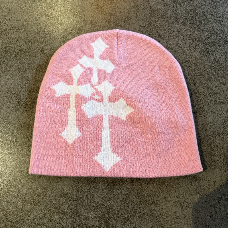 Christianartworkshop Berretto in maglia jacquard Triple Cross: emblema di una grazia celeste senza tempo. - Rosa - image 10