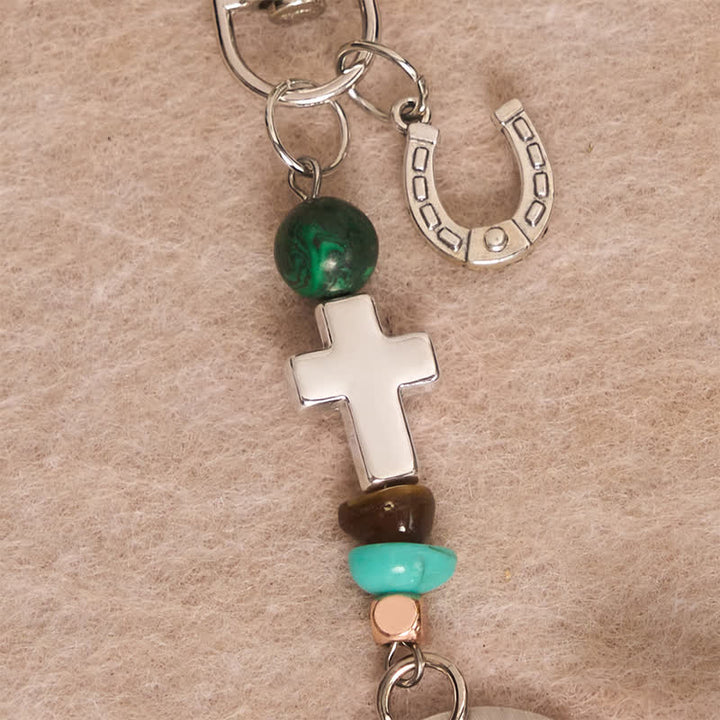Christianartworkshop Portachiavi in ​​metallo multiuso con ciondolo a forma di sella e briglia da cavallo e croce benedetta. - image 19