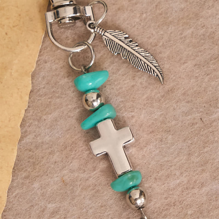 Christianartworkshop Portachiavi in ​​metallo multiuso con ciondolo a forma di sella e briglia da cavallo e croce benedetta. - image 11