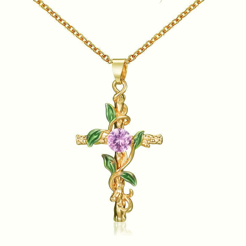 Christianartworkshop Collana con catena a croce di vite ispirata alla natura: simbolo di un rifugio celeste radicato. - D'oro - image 6