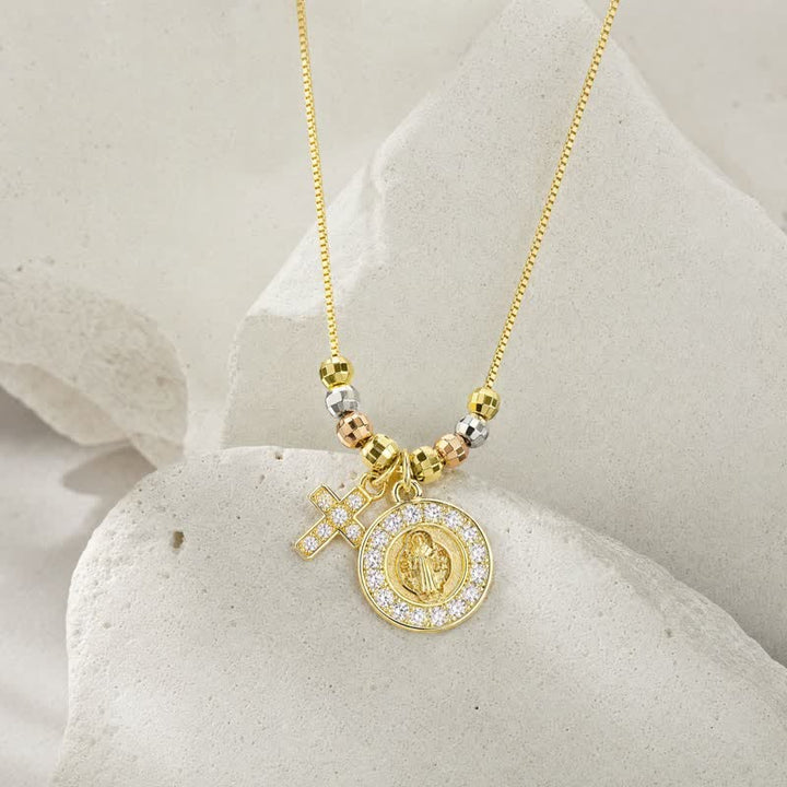 Christianartworkshop Collana con ciondolo a croce di San Benedetto con perline miste: segno di eterna sacra protezione - image 3