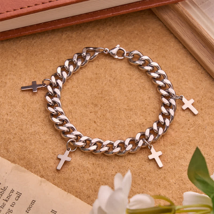 Christianartworkshop Bracciale cubano liscio e massiccio con croci multiple: segno di eterna benevolenza celeste. - Croce B - image 5
