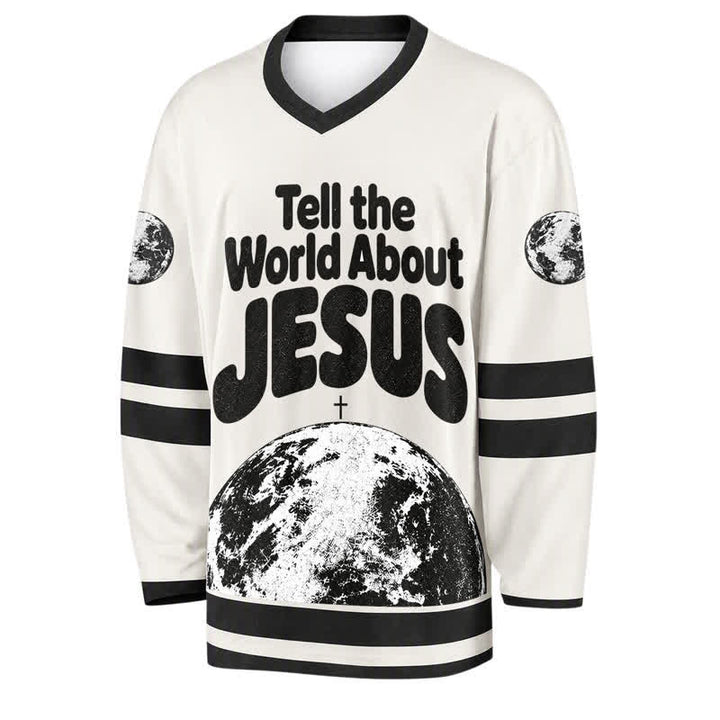 Christianartworkshop Racconta al mondo di Gesù Maglia da hockey bianca e nera - image 1