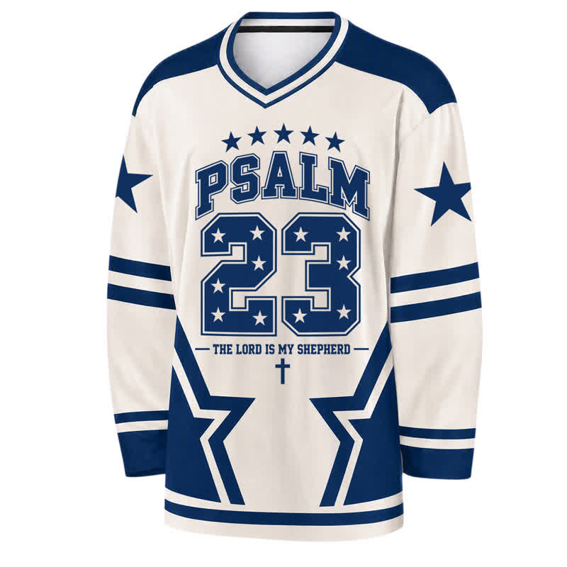 Christianartworkshop Maglia da hockey a maniche lunghe con numero stellare del Salmo 23 - image 1
