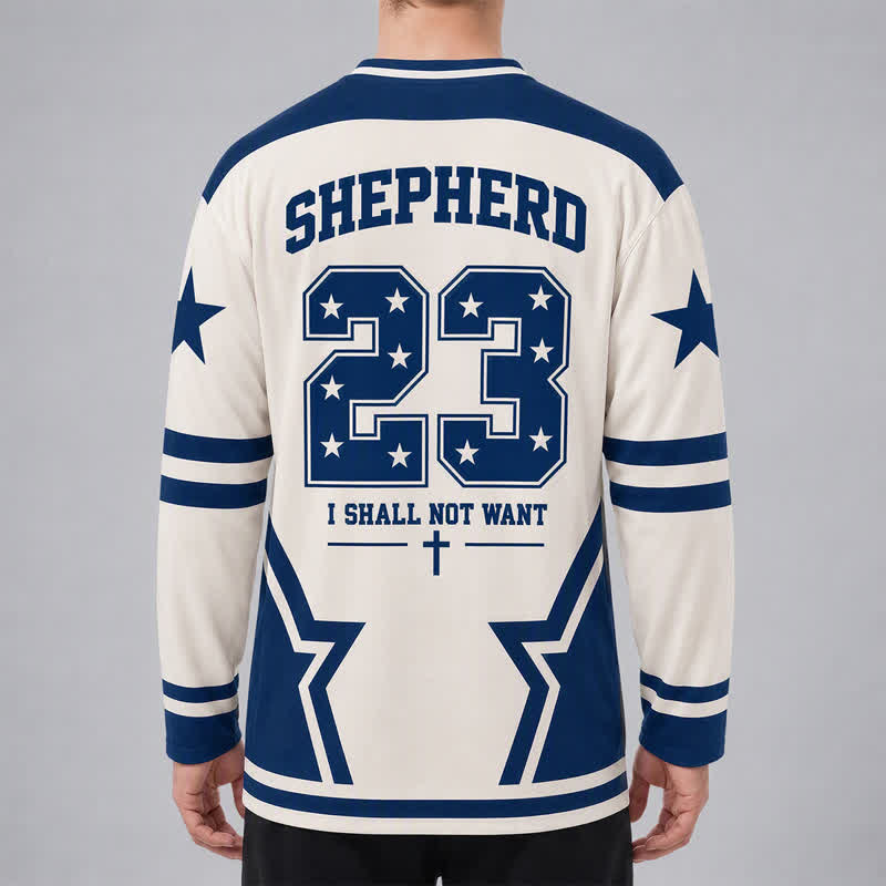 Christianartworkshop Maglia da hockey a maniche lunghe con numero stellare del Salmo 23 - image 4