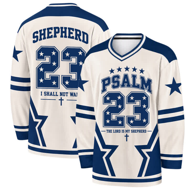 Christianartworkshop Maglia da hockey a maniche lunghe con numero stellare del Salmo 23 - 5XL - image 0