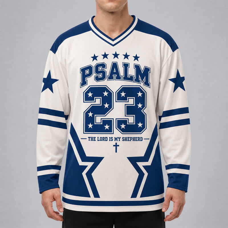Christianartworkshop Maglia da hockey a maniche lunghe con numero stellare del Salmo 23 - image 3