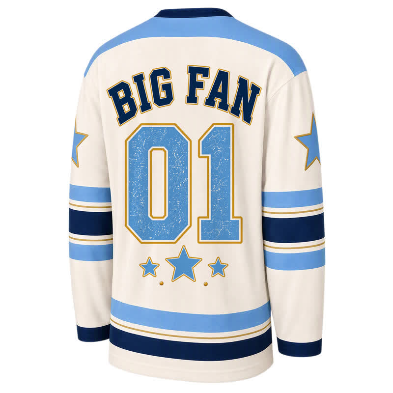 Christianartworkshop Maglia da hockey a maniche lunghe blu "Big Jesus Fan Star". - image 2