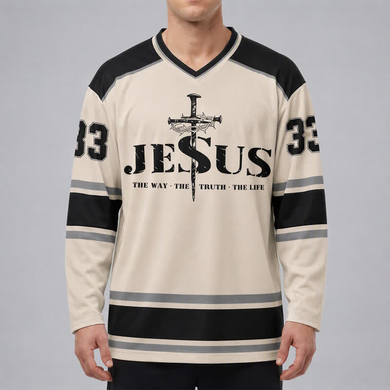 Christianartworkshop Maglia da hockey a maniche lunghe Jesus 33 Crown Of Thorns - image 3
