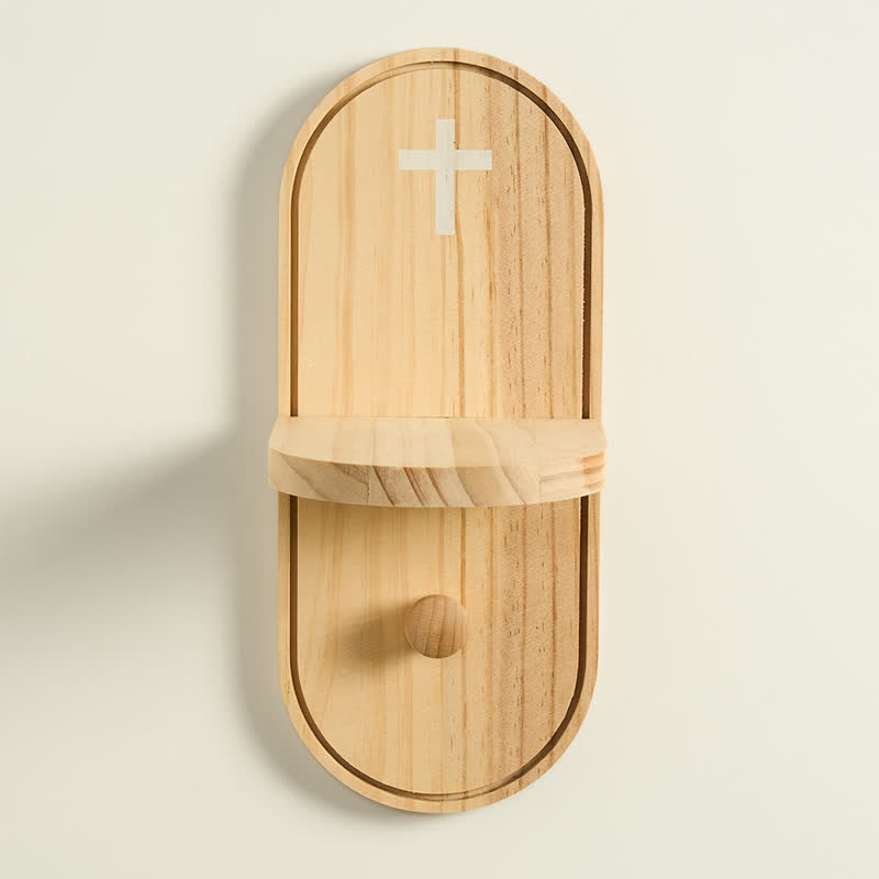 Christianartworkshop Mensola in legno per altare di preghiera con croce stampata: portatrice di una benedizione sacra senza tempo. - Attraverso - image 0