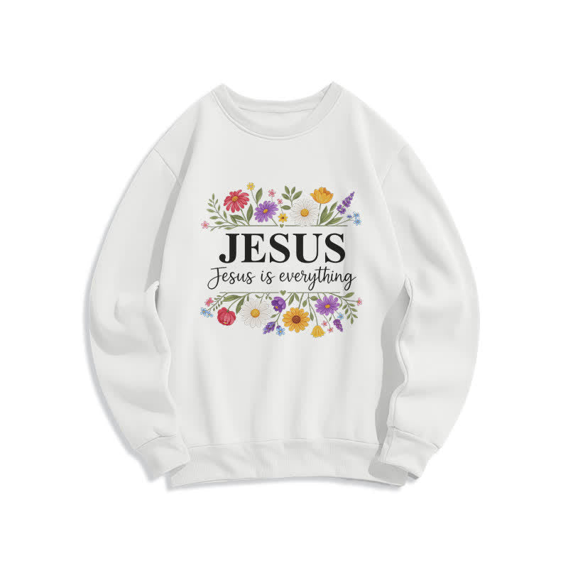 Christianartworkshop Felpa girocollo con grafica floreale "Jesus Is Everything" - Bianco - 2XL - image 1