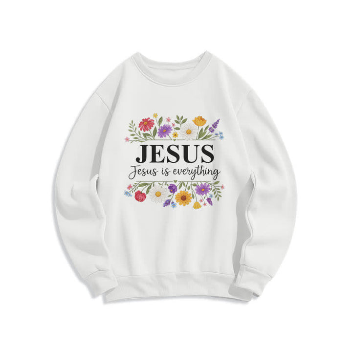 Christianartworkshop Felpa girocollo con grafica floreale "Jesus Is Everything" - Bianco - 2XL - image 1