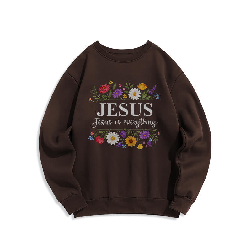 Christianartworkshop Felpa girocollo con grafica floreale "Jesus Is Everything" - Marrone - 2XL - image 2
