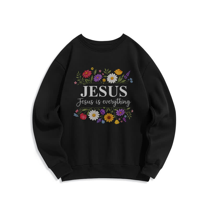 Christianartworkshop Felpa girocollo con grafica floreale "Jesus Is Everything" - Nero - 2XL - image 5