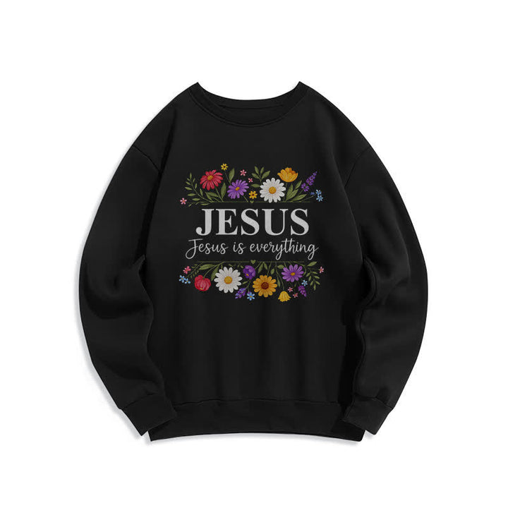 Christianartworkshop Felpa girocollo con grafica floreale "Jesus Is Everything" - Nero - 2XL - image 5