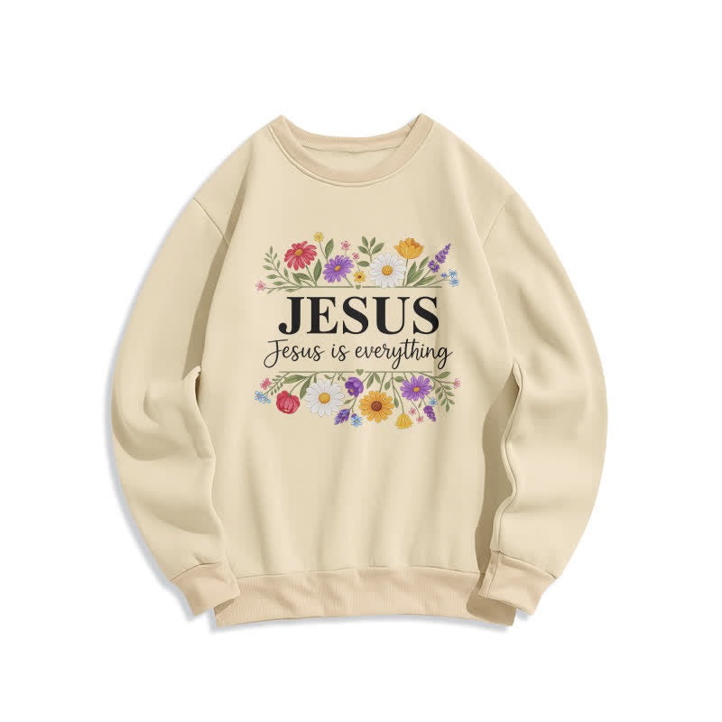 Christianartworkshop Felpa girocollo con grafica floreale "Jesus Is Everything" - Beige - 2XL - image 3