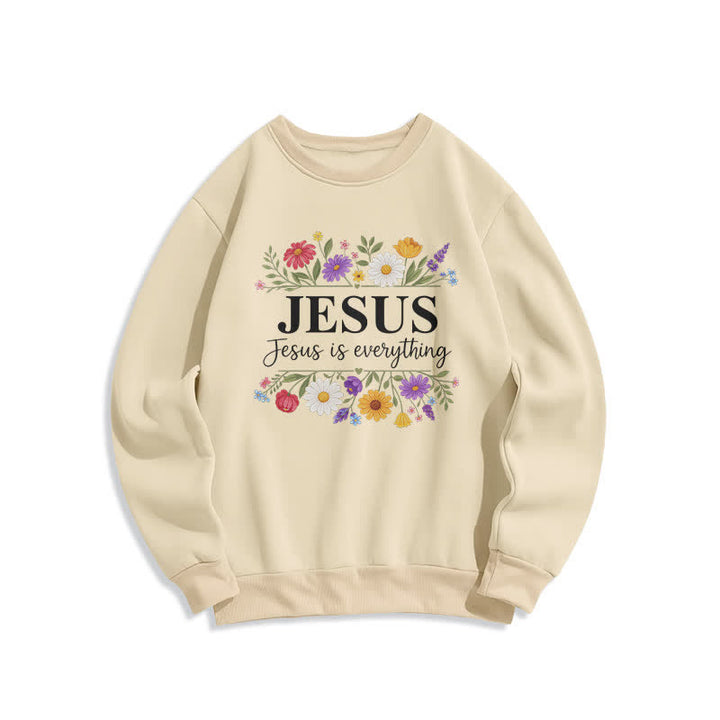 Christianartworkshop Felpa girocollo con grafica floreale "Jesus Is Everything" - Beige - 2XL - image 3