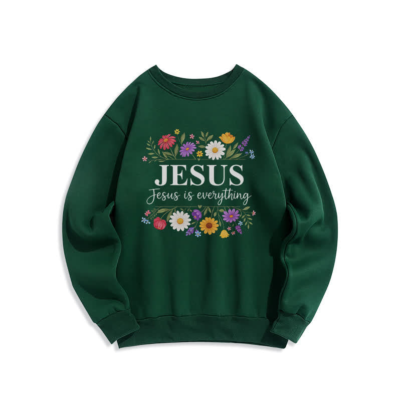 Christianartworkshop Felpa girocollo con grafica floreale "Jesus Is Everything" - Verde - 2XL - image 4