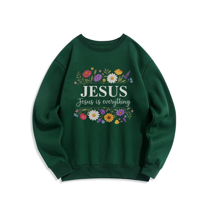 Christianartworkshop Felpa girocollo con grafica floreale "Jesus Is Everything" - Verde - 2XL - image 4