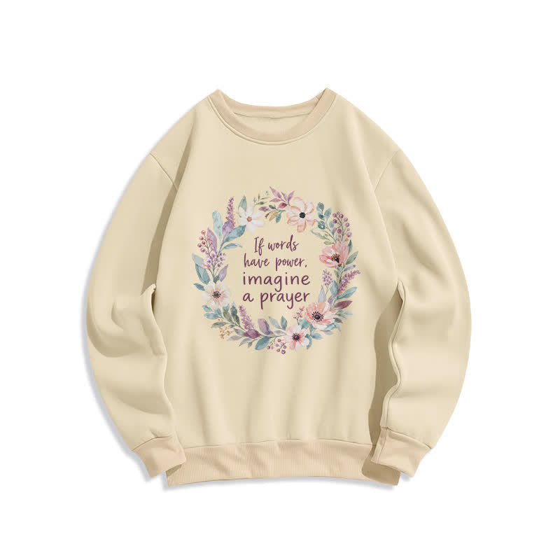 Christianartworkshop Felpa girocollo con scritta "Preghiera Floreale" - Beige - 2XL - image 0