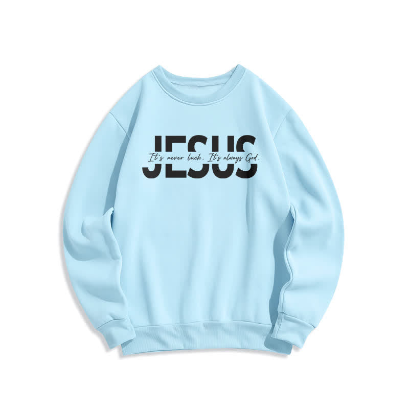 Christianartworkshop Felpa girocollo oversize con fodera in pile e scritta "Jesus Statement" - Blu - 2XL - image 4
