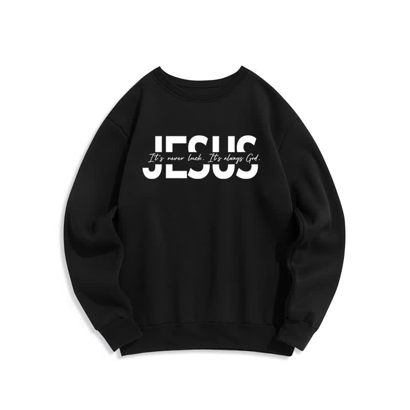 Christianartworkshop Felpa girocollo oversize con fodera in pile e scritta "Jesus Statement" - Nero - 2XL - image 2