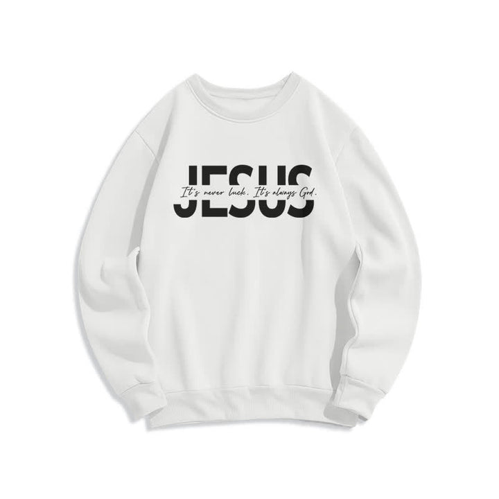 Christianartworkshop Felpa girocollo oversize con fodera in pile e scritta "Jesus Statement" - Bianco - 2XL - image 1