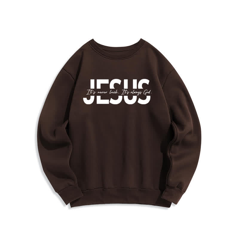 Christianartworkshop Felpa girocollo oversize con fodera in pile e scritta "Jesus Statement" - Marrone - 2XL - image 0
