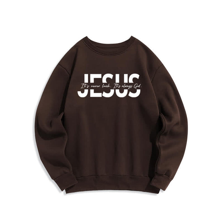 Christianartworkshop Felpa girocollo oversize con fodera in pile e scritta "Jesus Statement" - Marrone - 2XL - image 0