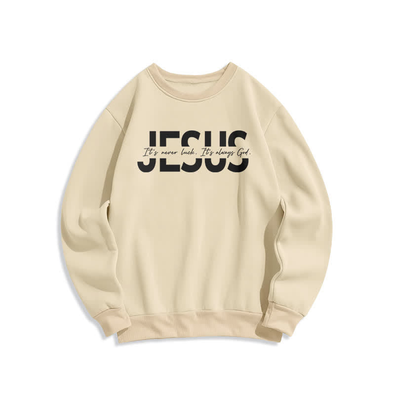 Christianartworkshop Felpa girocollo oversize con fodera in pile e scritta "Jesus Statement" - Beige - 2XL - image 3
