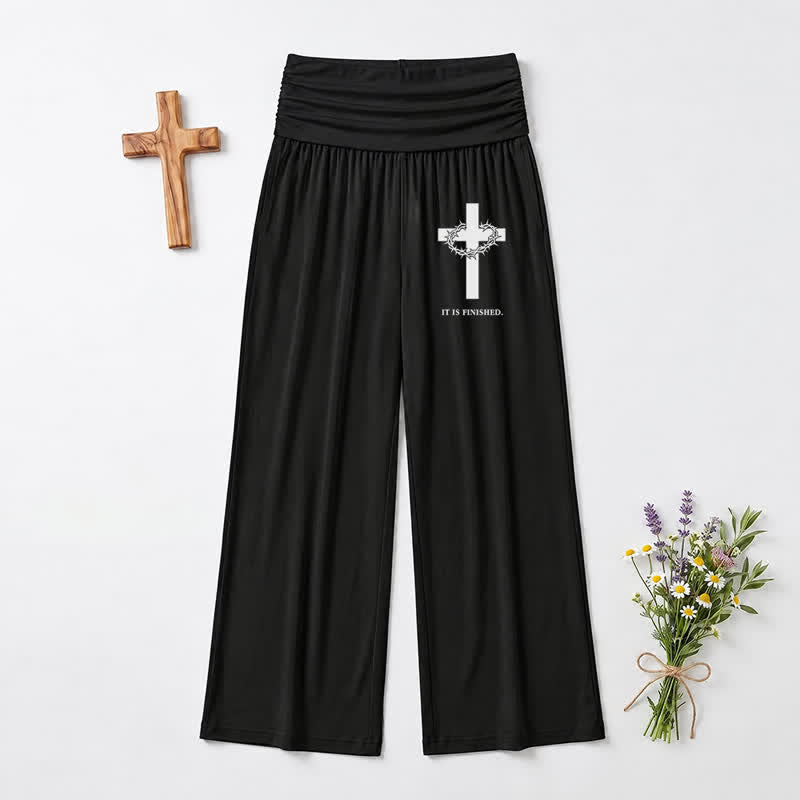 Christianartworkshop Pantaloni da donna a gamba larga con risvolto incrociato. - US22,UK/AU26,EU54 - image 0
