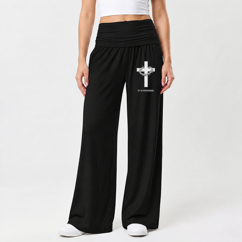 Christianartworkshop Pantaloni da donna a gamba larga con risvolto incrociato. - image 1
