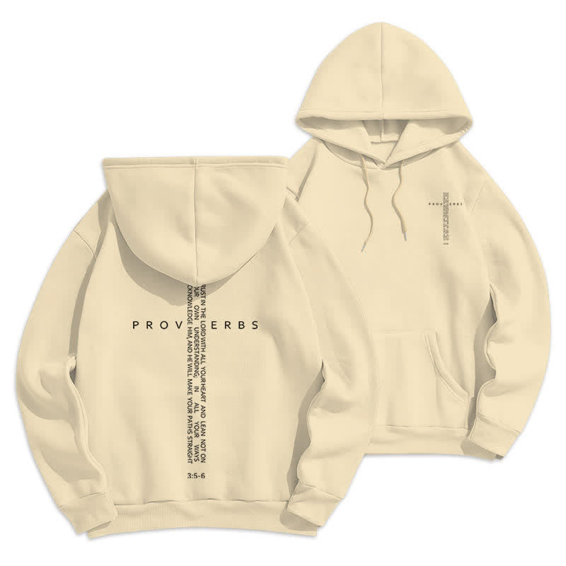 Christianartworkshop Felpa con cappuccio bianca foderata in pile con grafica a croce dei Proverbi - Beige - 2XL - image 15