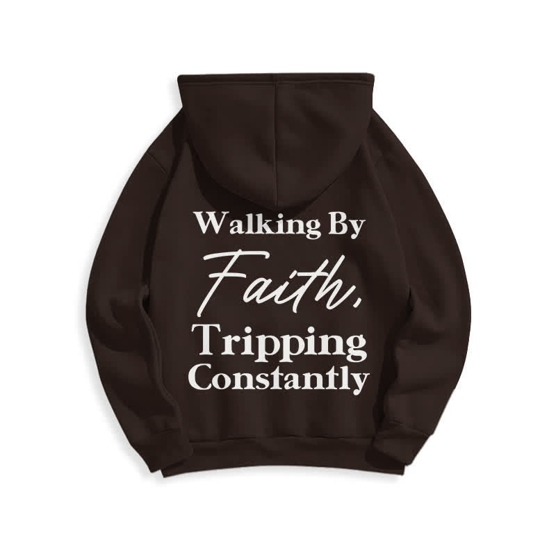 Christianartworkshop Felpa con cappuccio oversize in pile Walking By Faith - image 4