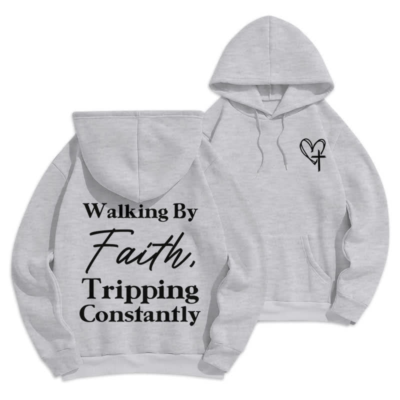 Christianartworkshop Felpa con cappuccio oversize in pile Walking By Faith - Grigio - 2XL - image 12