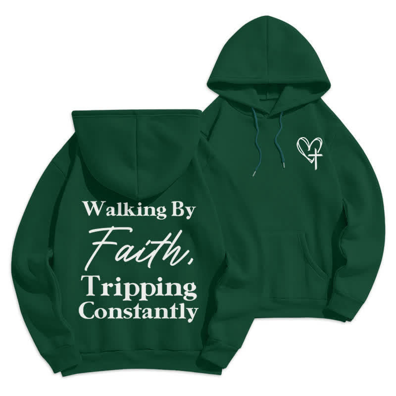Christianartworkshop Felpa con cappuccio oversize in pile Walking By Faith - Verde - 2XL - image 9