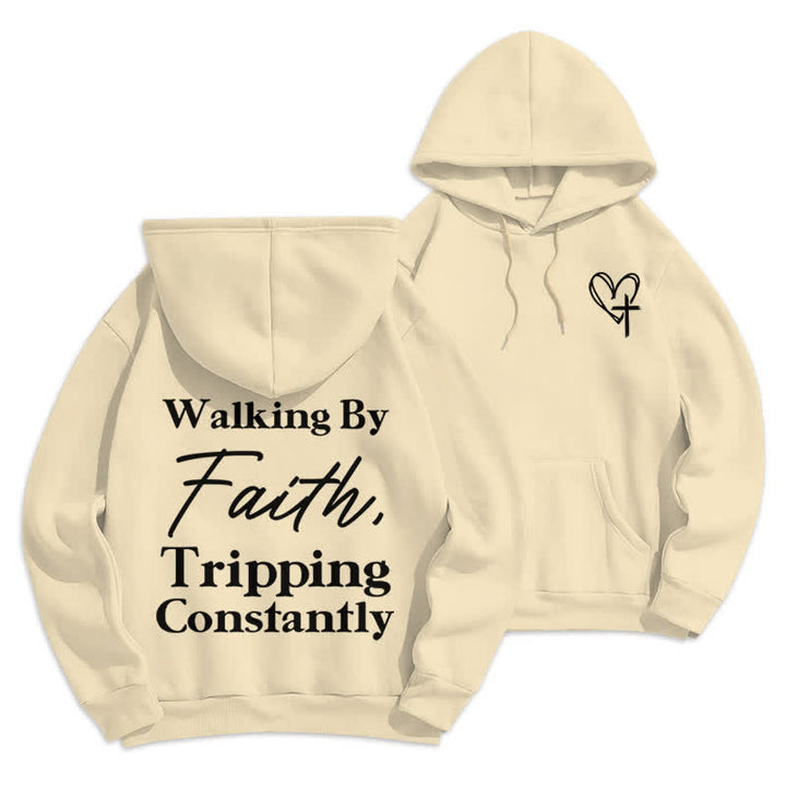 Christianartworkshop Felpa con cappuccio oversize in pile Walking By Faith - Beige - 2XL - image 6