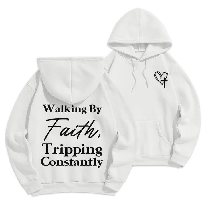 Christianartworkshop Felpa con cappuccio oversize in pile Walking By Faith - Bianco - 2XL - image 15