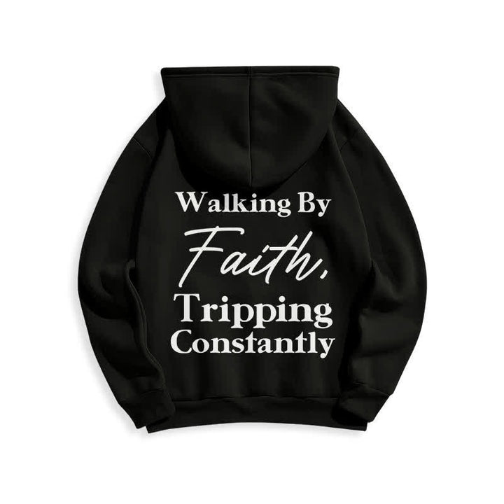Christianartworkshop Felpa con cappuccio oversize in pile Walking By Faith - image 1