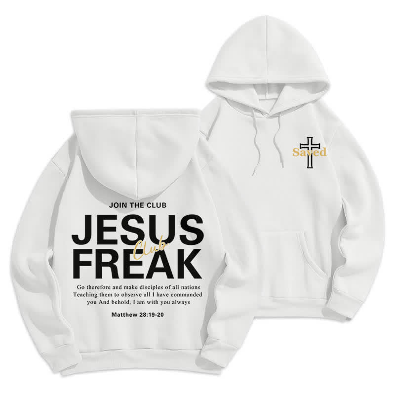 Christianartworkshop Felpa con cappuccio oversize Jesus Freak Saved in pile - Bianco - 2XL - image 3