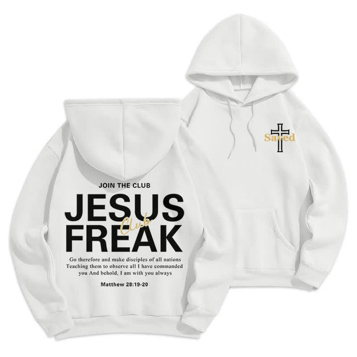 Christianartworkshop Felpa con cappuccio oversize Jesus Freak Saved in pile - Bianco - 2XL - image 3