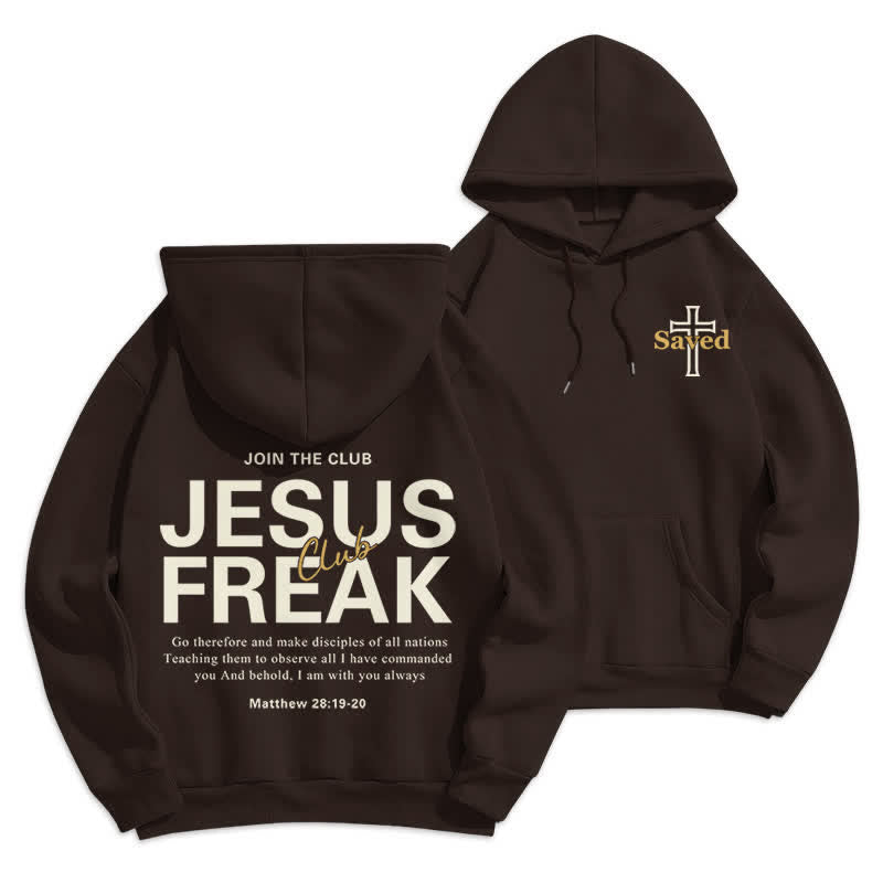 Christianartworkshop Felpa con cappuccio oversize Jesus Freak Saved in pile - Marrone - 2XL - image 9