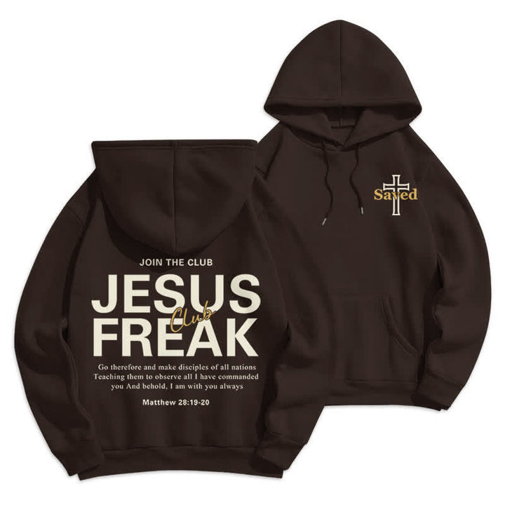 Christianartworkshop Felpa con cappuccio oversize Jesus Freak Saved in pile - Marrone - 2XL - image 9