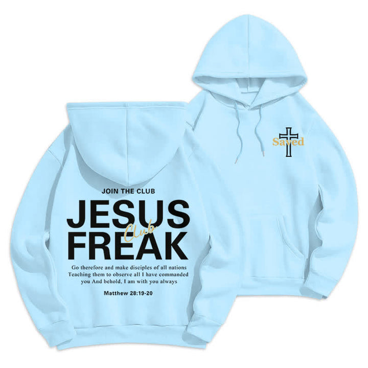 Christianartworkshop Felpa con cappuccio oversize Jesus Freak Saved in pile - Blu - 2XL - image 12