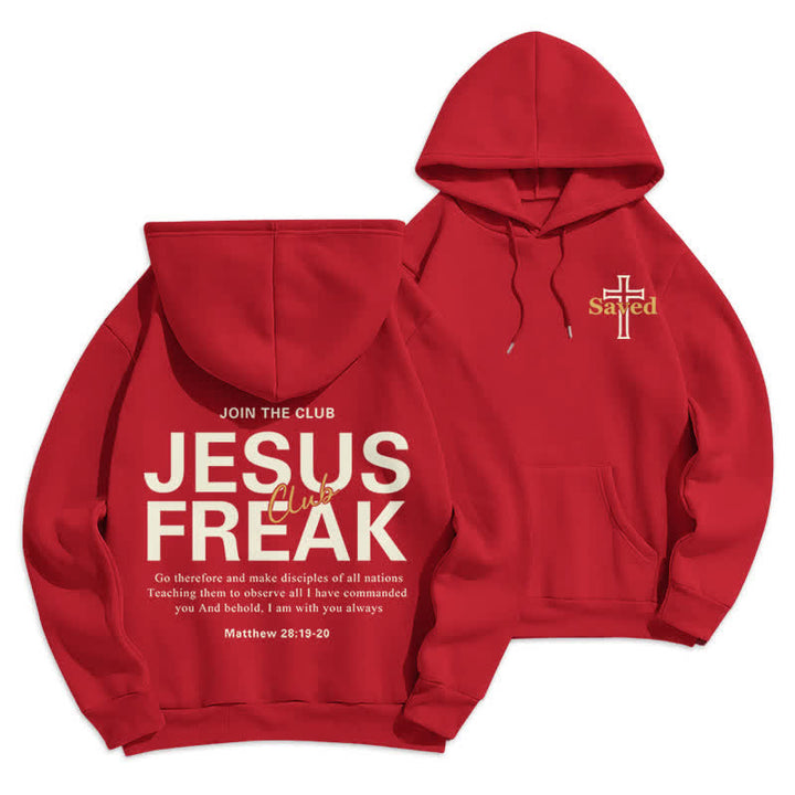 Christianartworkshop Felpa con cappuccio oversize Jesus Freak Saved in pile - Rosso - 2XL - image 18
