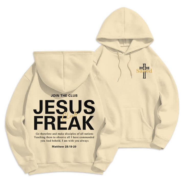 Christianartworkshop Felpa con cappuccio oversize Jesus Freak Saved in pile - Beige - 2XL - image 0