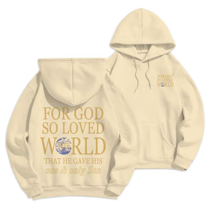 Christianartworkshop Felpa con cappuccio in pile con grafica "Per Dio ha tanto amato il mondo Terra" - Beige - 2XL - image 12