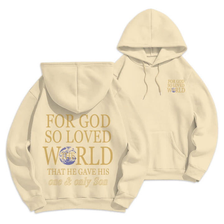 Christianartworkshop Felpa con cappuccio in pile con grafica "Per Dio ha tanto amato il mondo Terra" - Beige - 2XL - image 12